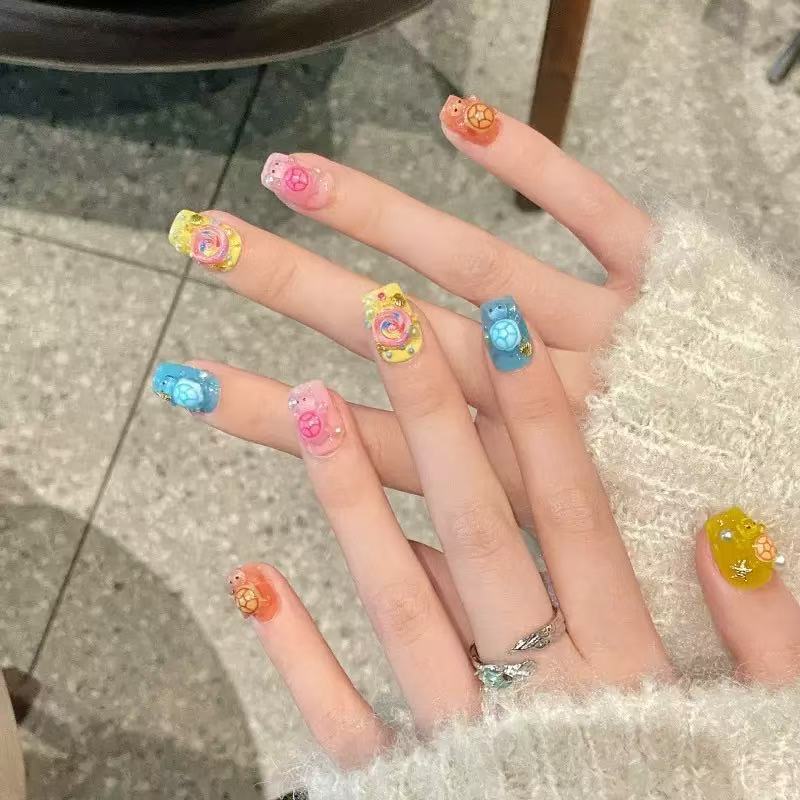 Resin Craft Supplies - 100 Mini Renkli Kaplumbağa Reçine Süsleri