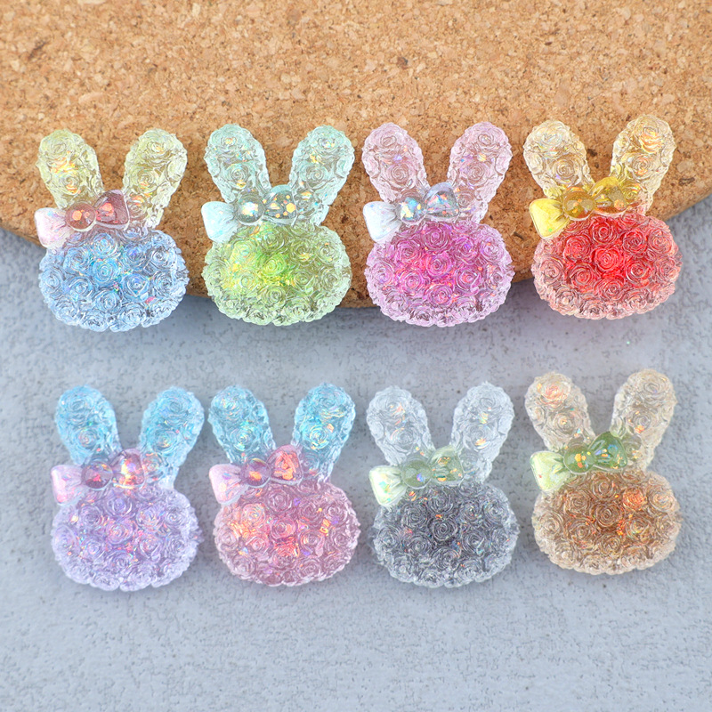 Resin Craft Supplies - 5 adet 18*25mm ışıklı degrade tavşan