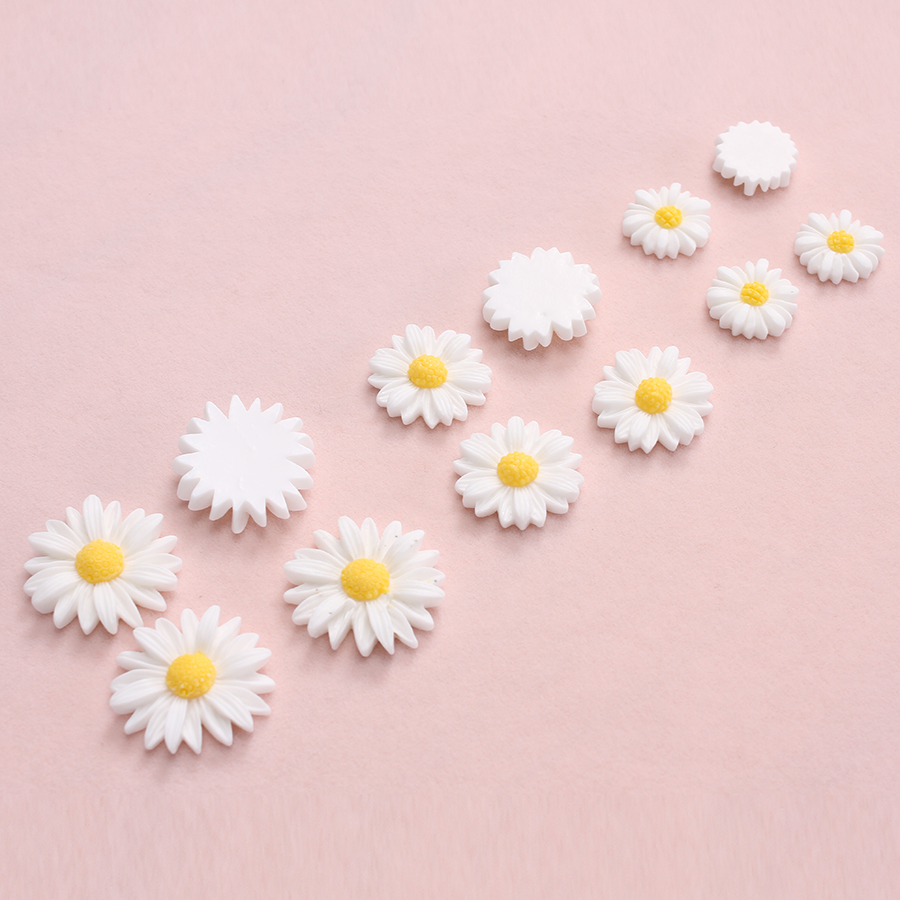 Flower Preservation Resin - 50 adet/grup 9mm-22mm Beyaz Düz Geri